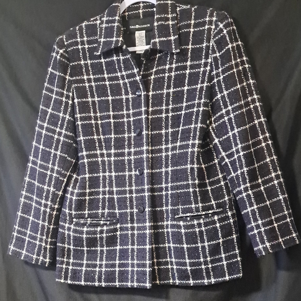 Sag Harbor Black and White Checkered Blazer